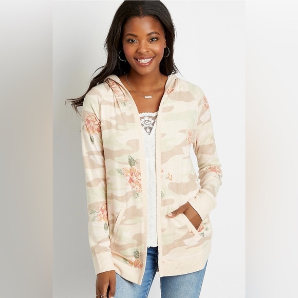 Women's Maurice's Floral Hooded Cardigan - Size 2XL 🌸 Lightweight Spring Office - Picture 1 of 8